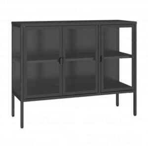 Skænk i stål og glas H80 x B100 x D35 cm - Sort/Klar