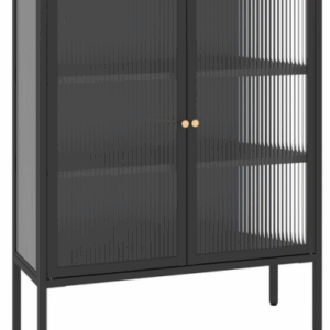 VINTER Lavt vitrineskab i stål og glas H100 x B80 x D30 cm - Sort/Klar