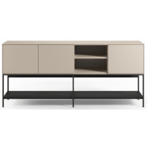 AMIRA Skænk med 3 skabe i metal og melamin H80 x B180 x D40 cm - Sort/Creme