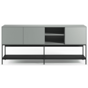 AMIRA Skænk med 3 skabe i metal og melamin H80 x B180 x D40 cm - Sort/Mat grøn