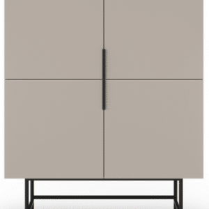 ELDIA Vitrineskab med 4 skabe i metal og melamin H128 x B100 x D40 cm - Sort/Creme