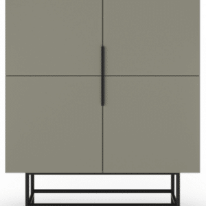 ELDIA Vitrineskab med 4 skabe i metal og melamin H128 x B100 x D40 cm - Sort/Grøn