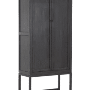 FLAMANT VERBENA Vitrineskab i metal og genanvendt fyrretræ H220 x B105 x D50 cm - Sort/Antik mørkebrun