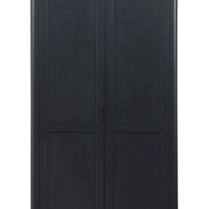 GUNNAR Vitrineskab i fyrretræ H217 x B120 x D48 cm - Rustik sort/Rustik jordbrun