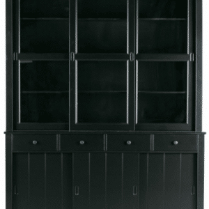 LAGOS Vitrineskab i fyrretræ og glas H215 x B166 x D48 cm - Rustik sort