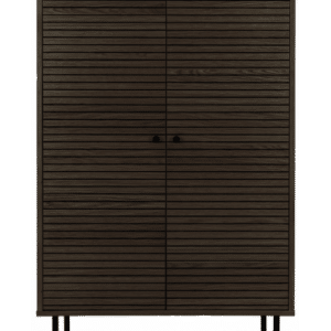 Vitrineskab i metal og egetræsfinér H130 x B80 x D40 cm - Sort/Mørkebrun