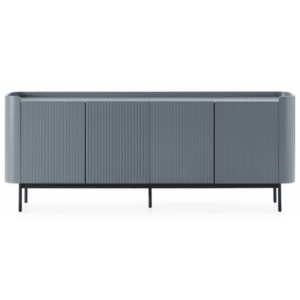 WILLA Skænk med 4 skabe i metal og MDF H80 x B200 x D40 cm - Sort/Havblå