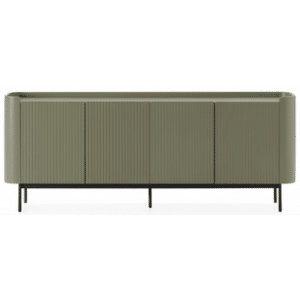 WILLA Skænk med 4 skabe i metal og MDF H80 x B200 x D40 cm - Sort/Mat grøn