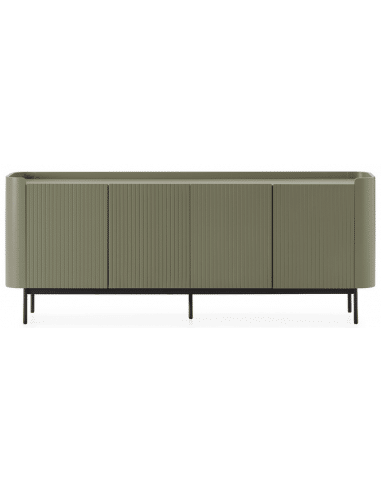 WILLA Skænk med 4 skabe i metal og MDF H80 x B200 x D40 cm - Sort/Mat grøn