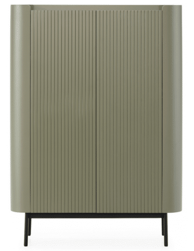WILLA Vitrineskab med 2 skabe i metal og MDF H140 x B100 x D40 cm - Sort/Mat grøn