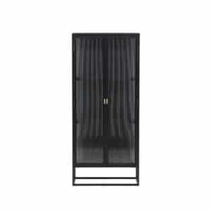 VENTURE DESIGN Garis vitrineskab, m. 2 låger og 2 hylder - glas og sort stål (H:160)