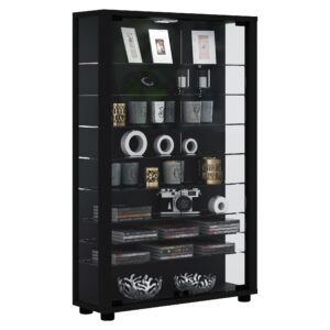 Fritstående vitrineskab, 90 x 59 x 18 cm, sort