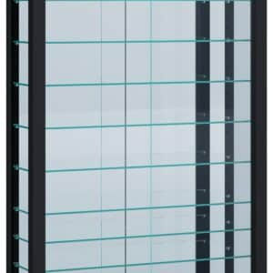 Gulv Vitrineskab "Lumo Mini" Med Spejl | Inkl. Led Lys, 91 x 59 x 18 cm, sort