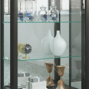 Gulv Vitrineskab "Sintalo" Med Spejl | Inkl. Led Lys, 80 x 60 x 25 cm, sort