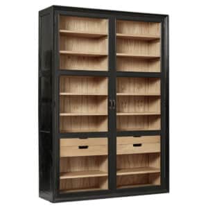 Nordal Viva vitrineskab - 210x149x44 - sort/natur