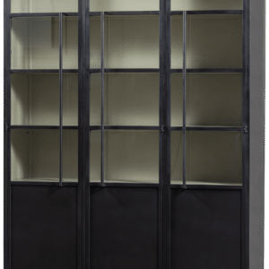 Vitrineskab WOOOD Exhibit, sort mat pulverlakeret metal, 200 cm, 5 hylder