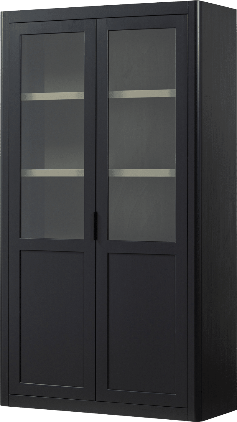Vitrineskab/buffetskab WOOOD Gunnar mat sort FSC fyrretræ H217 B120 D48 cm